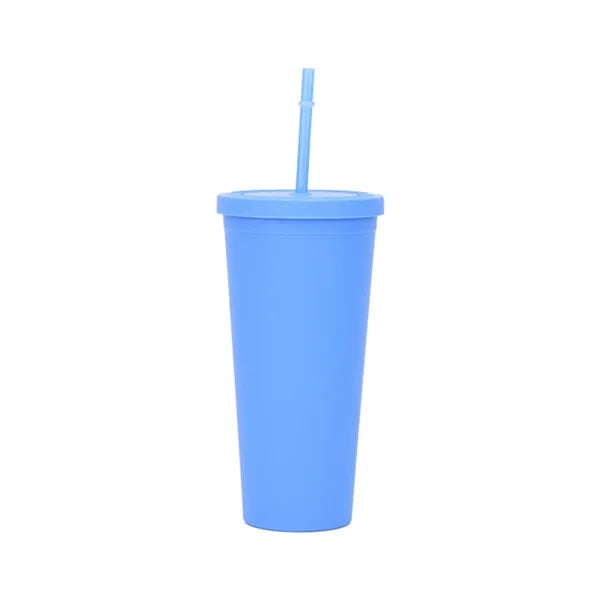 16oz Double - Layer AS Plastic Tumbler with Straw