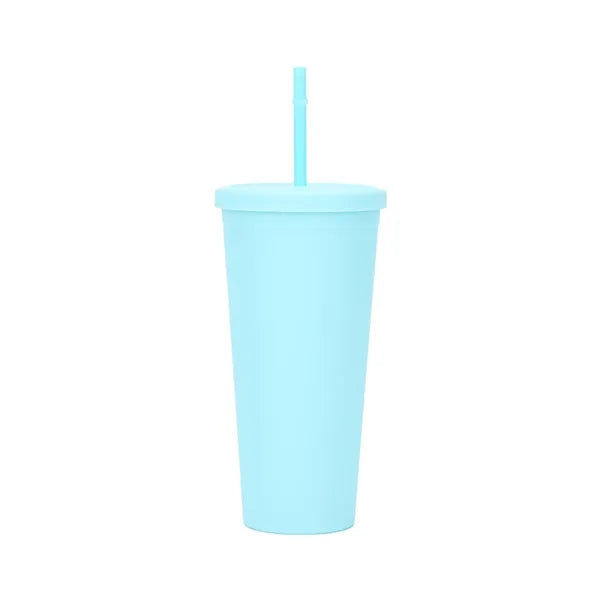 16oz Double - Layer AS Plastic Tumbler with Straw