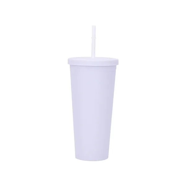 16oz Double - Layer AS Plastic Tumbler with Straw