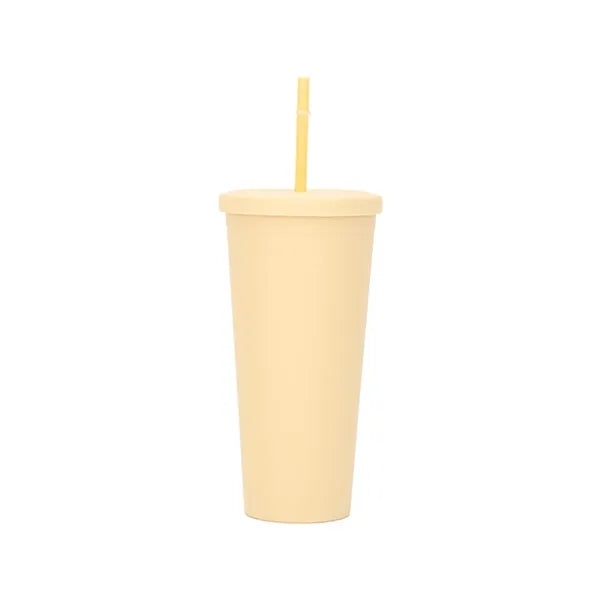 16oz Double - Layer AS Plastic Tumbler with Straw