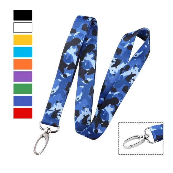 3/4" Customized Polyester Lanyard Strap W/ Oval Metal Hook