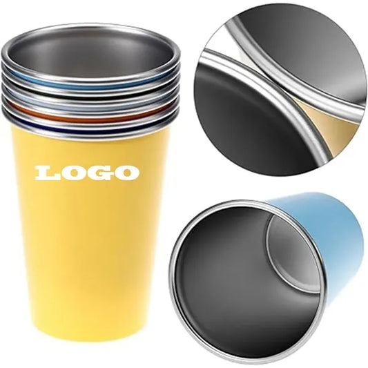 12oz Stackable Stainless Steel Drinking Cups, Unbreakable