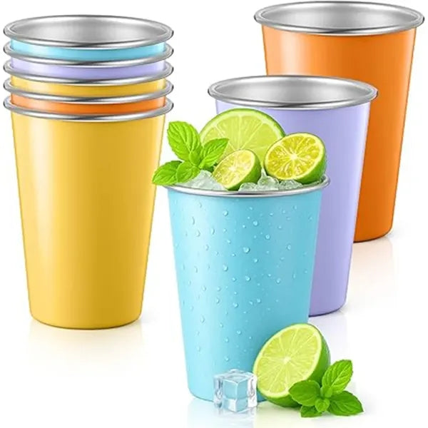 12oz Stackable Stainless Steel Drinking Cups, Unbreakable