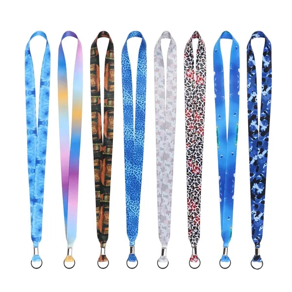 3/4" Full Color Polyester Lanyard Strap W/ Black Key ring
