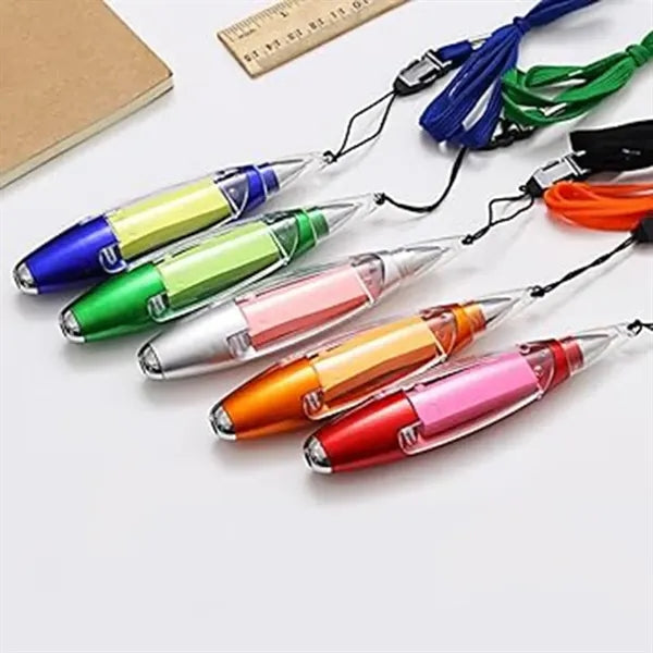 Ballpoint Pens With Sticky Note, Lanyard Pen With Led