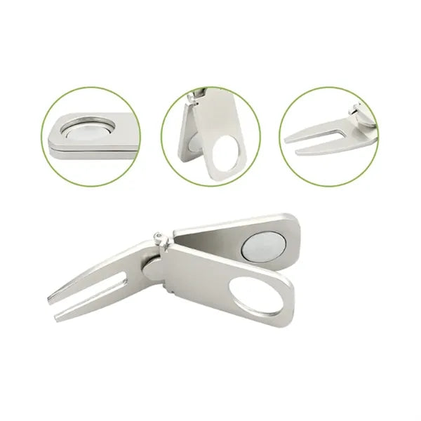 Golf Divot Tool with Ball Marker and Cigar Holder