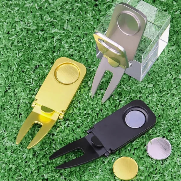 Golf Divot Tool with Ball Marker and Cigar Holder
