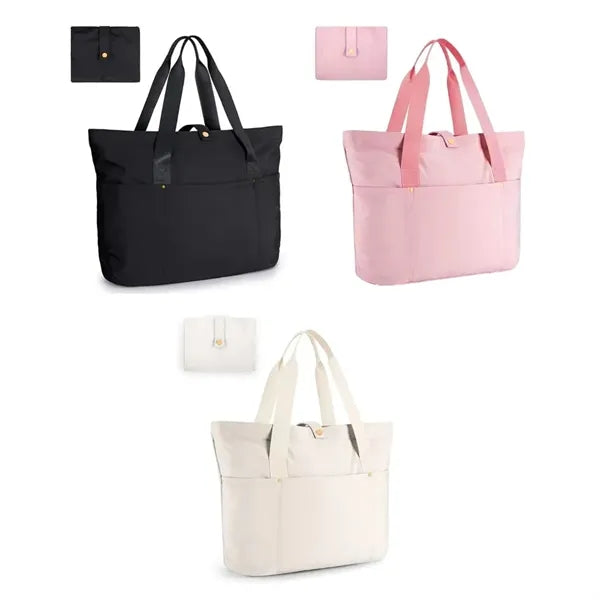 Foldable Tote Bag with Front Pocket and Carry Handles