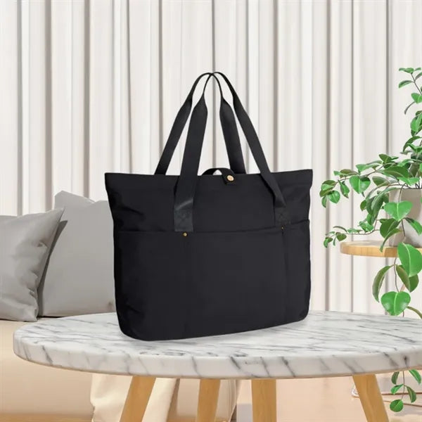 Foldable Tote Bag with Front Pocket and Carry Handles