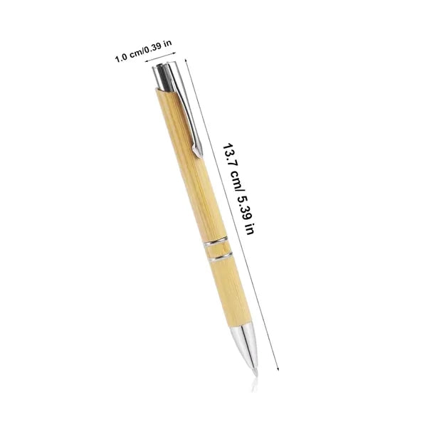 Eco Bamboo Ballpoint Pen with Metal Clip and Accents