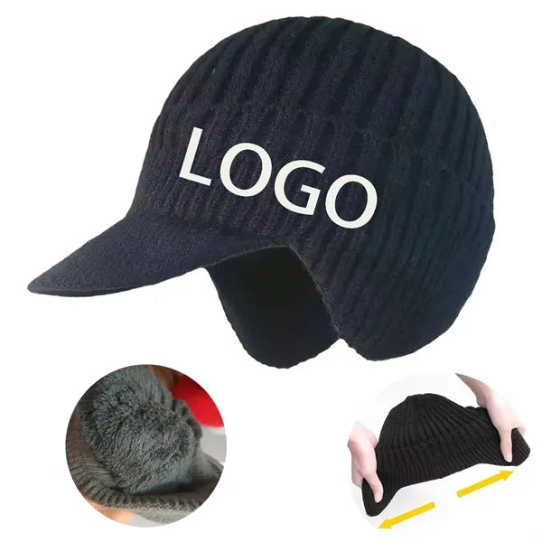 Knitted Beanie With Ear Protection Cap