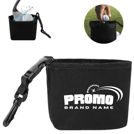 Neoprene Golf Ball Towel Pouch with Hanging Clip