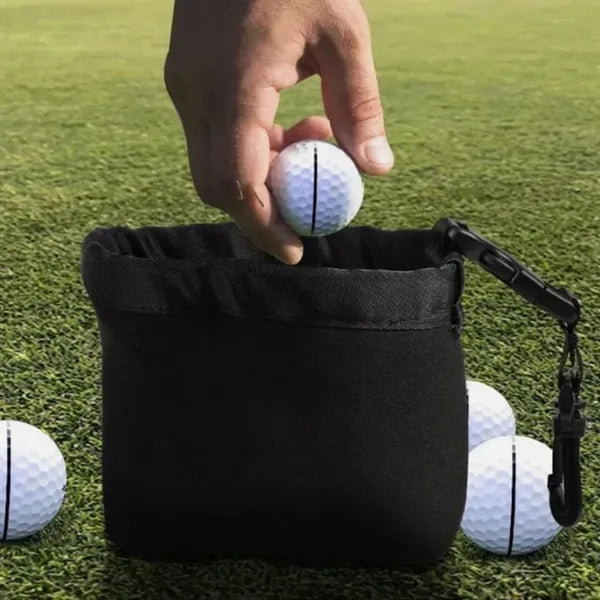 Neoprene Golf Ball Towel Pouch with Hanging Clip