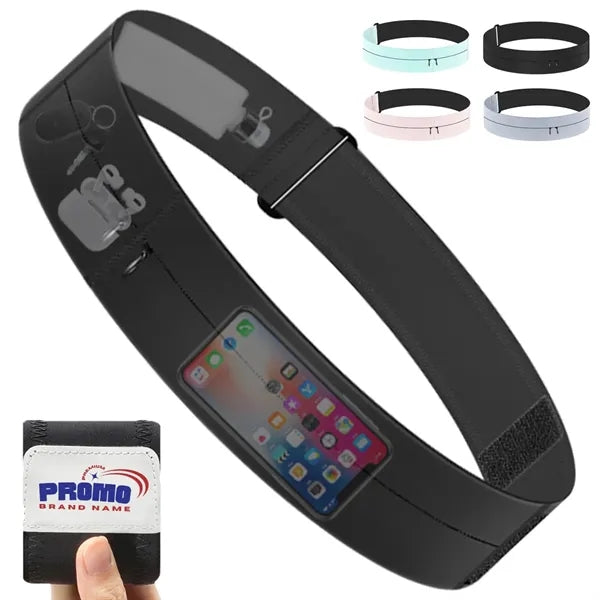 Elastic Running Belt Waist Pack with Hidden Zipper Pockets