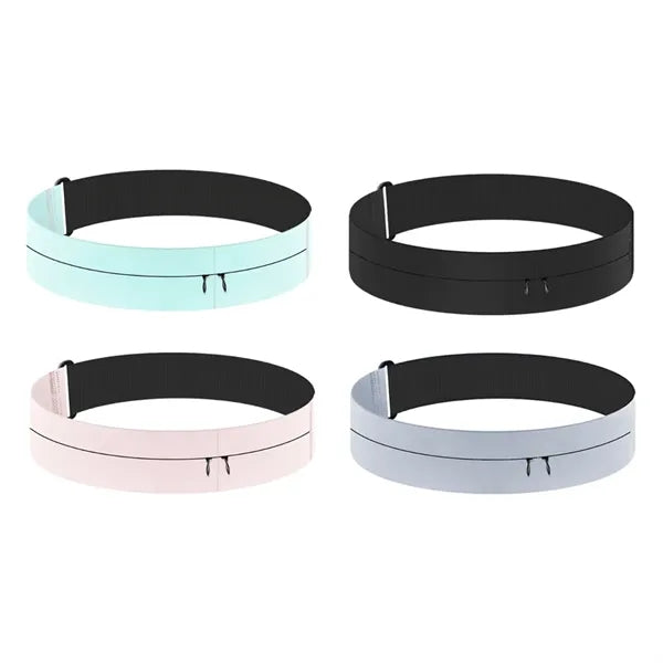 Elastic Running Belt Waist Pack with Hidden Zipper Pockets