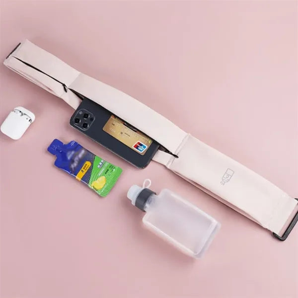 Elastic Running Belt Waist Pack with Hidden Zipper Pockets