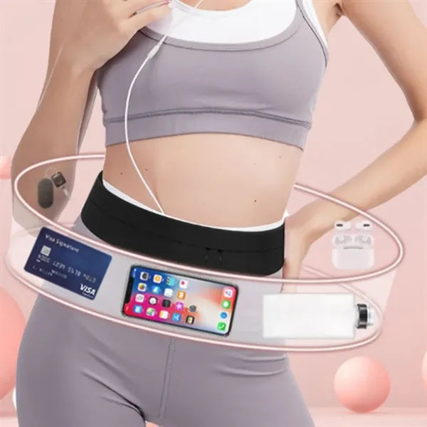 Elastic Running Belt Waist Pack with Hidden Zipper Pockets