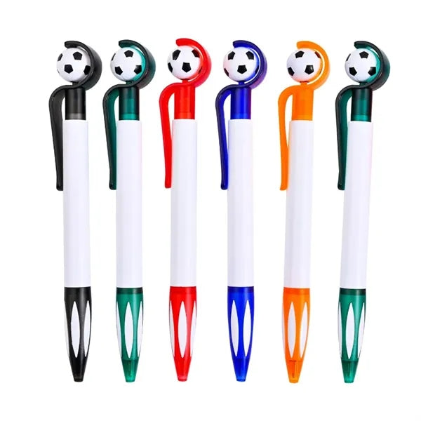 Soccer Ball Top Ballpoint Pen with Color Clip and Grip