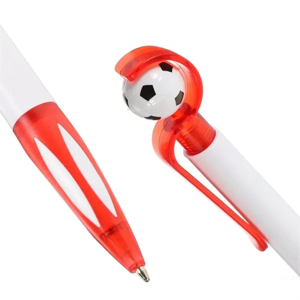 Soccer Ball Top Ballpoint Pen with Color Clip and Grip