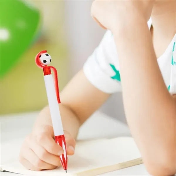 Soccer Ball Top Ballpoint Pen with Color Clip and Grip
