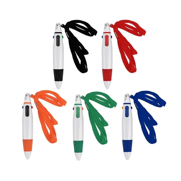 4 Color Ballpoint Pen with Lanyard for Events and Office