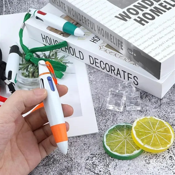 4 Color Ballpoint Pen with Lanyard for Events and Office