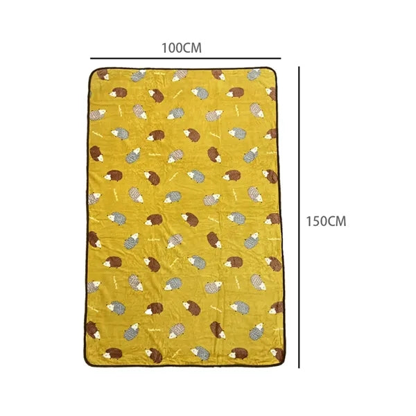 Wearable Coral Fleece Blanket with Button and Foldable Pouch