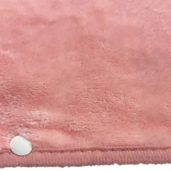 Wearable Coral Fleece Blanket with Button and Foldable Pouch