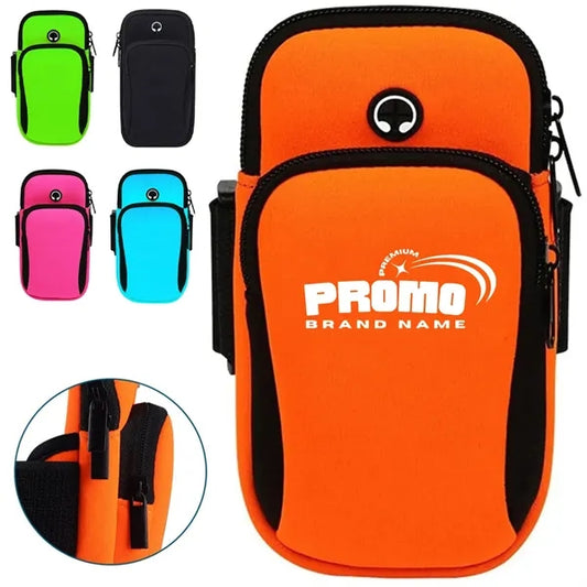 Neoprene Sports Arm Pouch with Double Zipper & Earphone Port