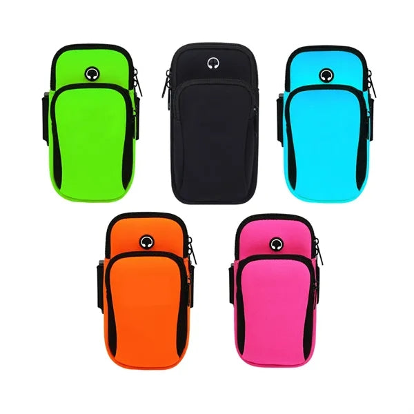 Neoprene Sports Arm Pouch with Double Zipper & Earphone Port