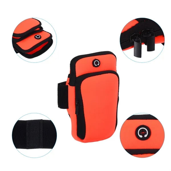 Neoprene Sports Arm Pouch with Double Zipper & Earphone Port