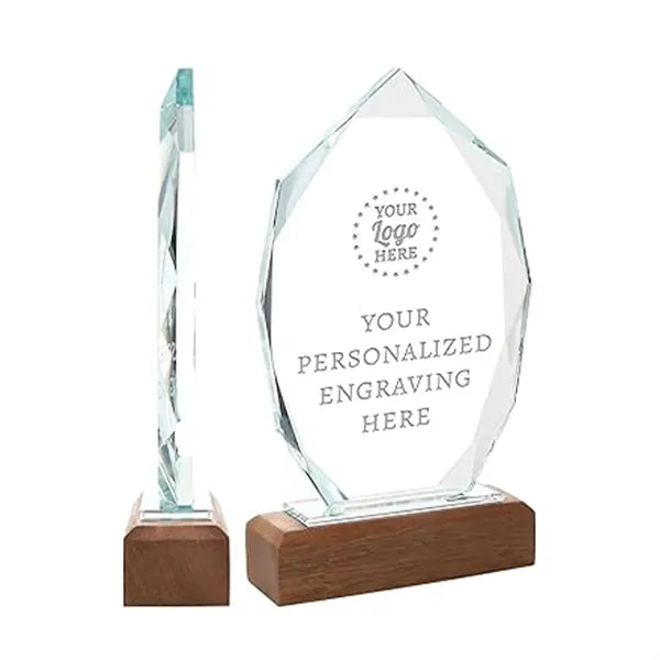 Round Crystal Trophy Award Custom Logo