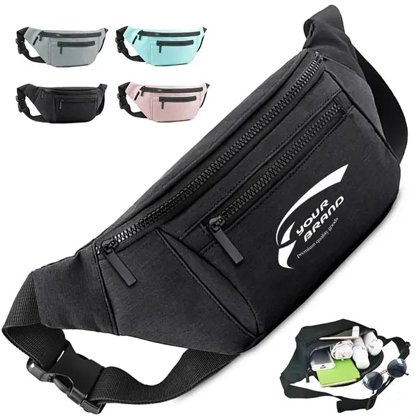 Water Resistant Waist Pack with Multiple Zippered Pockets