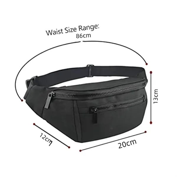 Water Resistant Waist Pack with Multiple Zippered Pockets