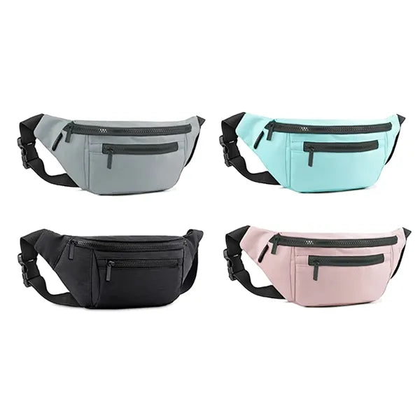 Water Resistant Waist Pack with Multiple Zippered Pockets