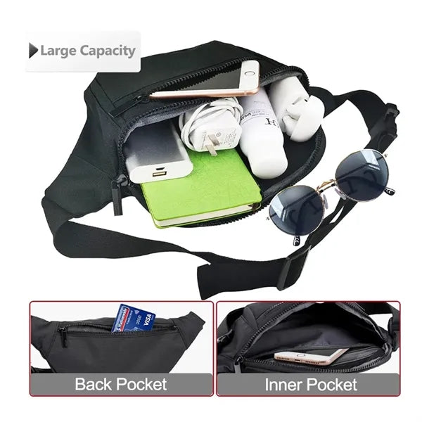 Water Resistant Waist Pack with Multiple Zippered Pockets