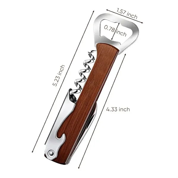 Wood Handle Multi Tool Corkscrew Bottle Opener with Logo