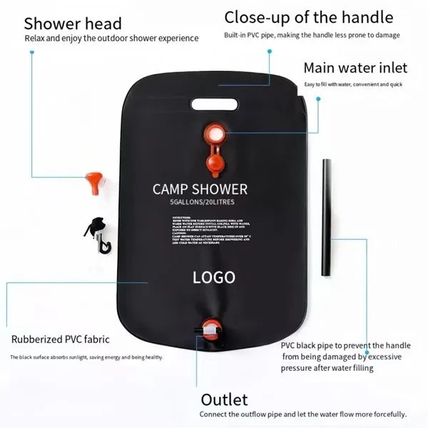 20L/676oz Portable Camping Shower Bag