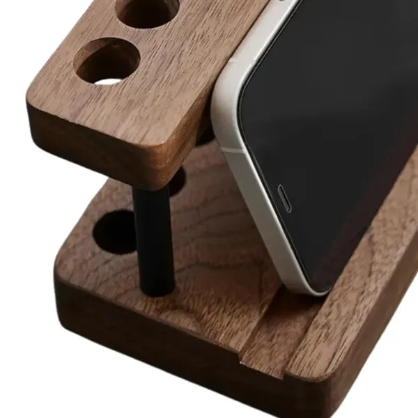 Wooden Desk Organizer with Pen Holder and Phone Stand