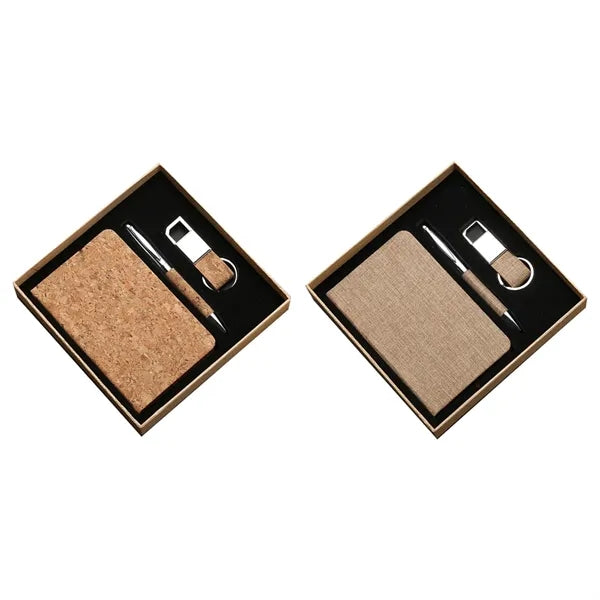 Cork Eco Gift Set with Notebook Pen and Keychain