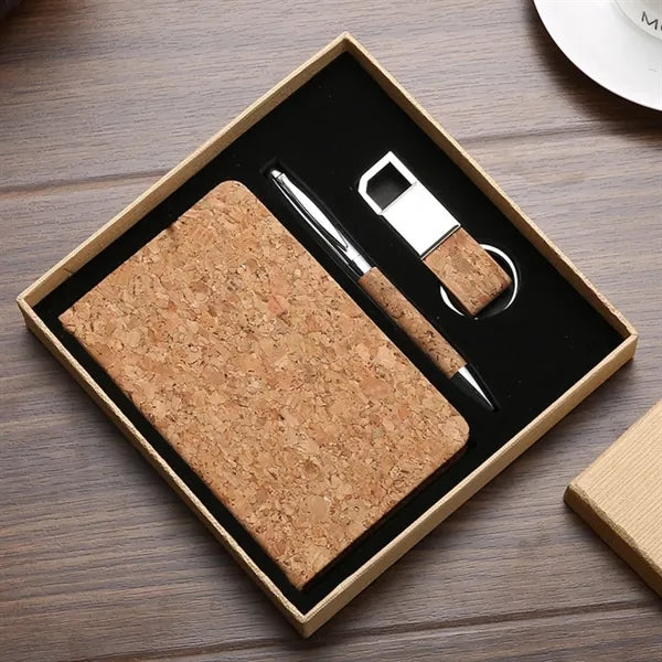 Cork Eco Gift Set with Notebook Pen and Keychain