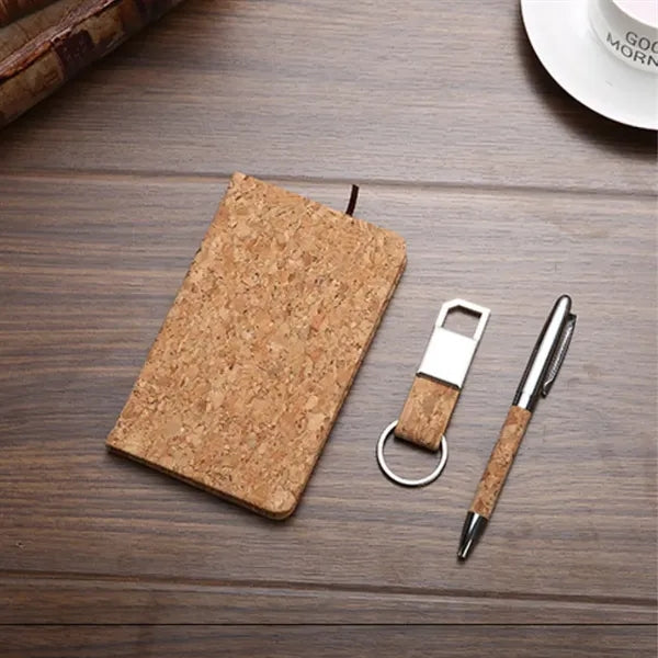Cork Eco Gift Set with Notebook Pen and Keychain