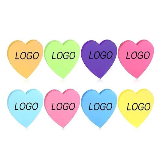 3x3 in Heart-Shaped Adhesive Vibrant Removable Sticky Notes