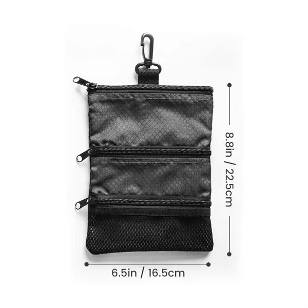 Golf Accessory Pouch with Carabiner and Zipper Pockets