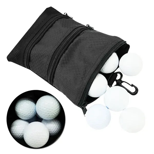 Golf Accessory Pouch with Carabiner and Zipper Pockets