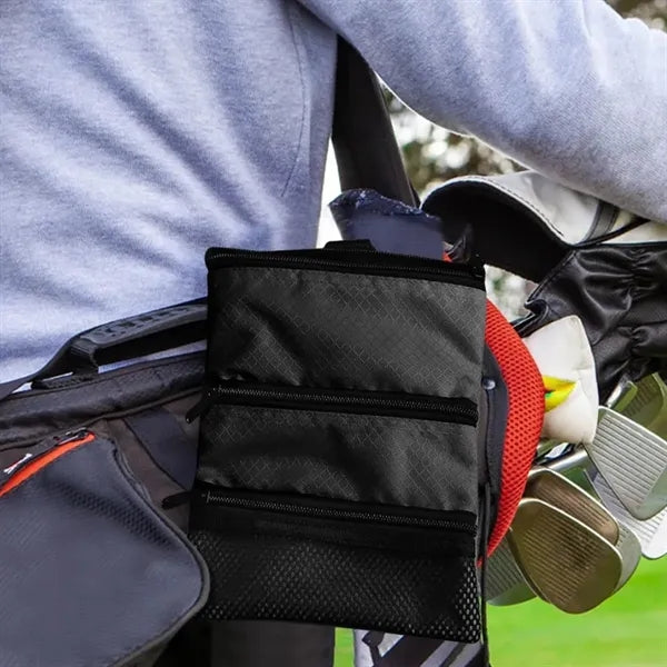 Golf Accessory Pouch with Carabiner and Zipper Pockets