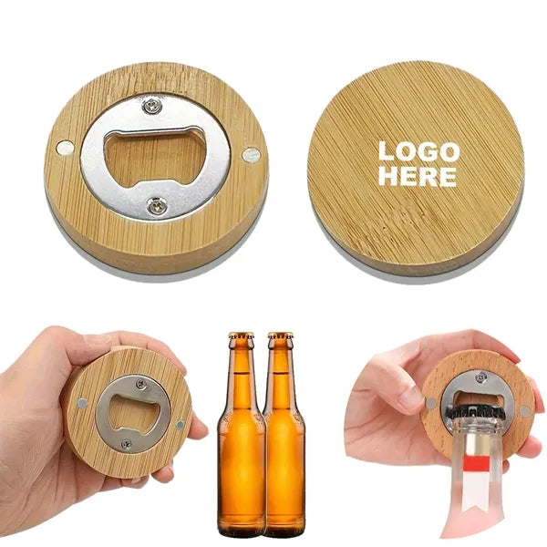 Kitchen Bar Tool Bamboo Magnetic Beer Bottle Opener