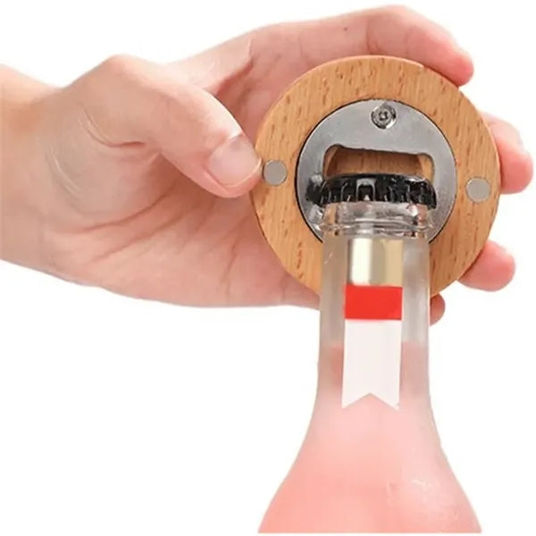 Kitchen Bar Tool Bamboo Magnetic Beer Bottle Opener