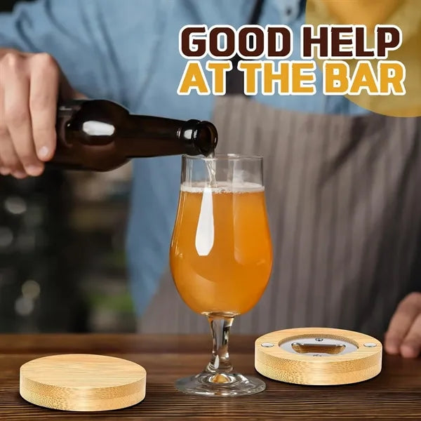 Kitchen Bar Tool Bamboo Magnetic Beer Bottle Opener