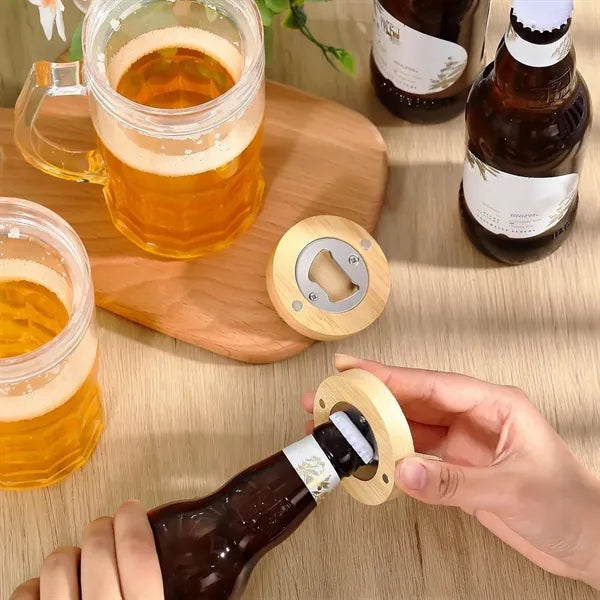 Kitchen Bar Tool Bamboo Magnetic Beer Bottle Opener